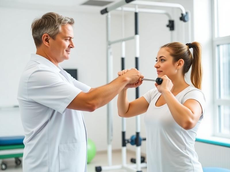 Physiotherapist guiding a patient through a strength and rehabilitation exercise at PainFix Physiotherapy Clinic in Multan