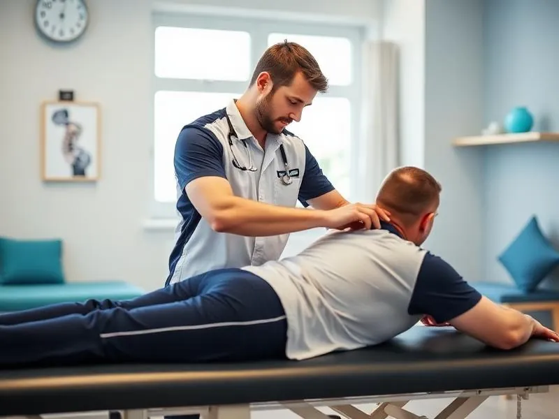 Physiotherapist performing hands-on manual therapy on a patient's spine at PainFix Physiotherapy Clinic in Multan