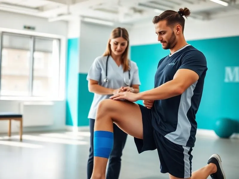 Sports physiotherapist supervising an athlete's rehabilitation exercise at PainFix Physiotherapy Clinic in Multan